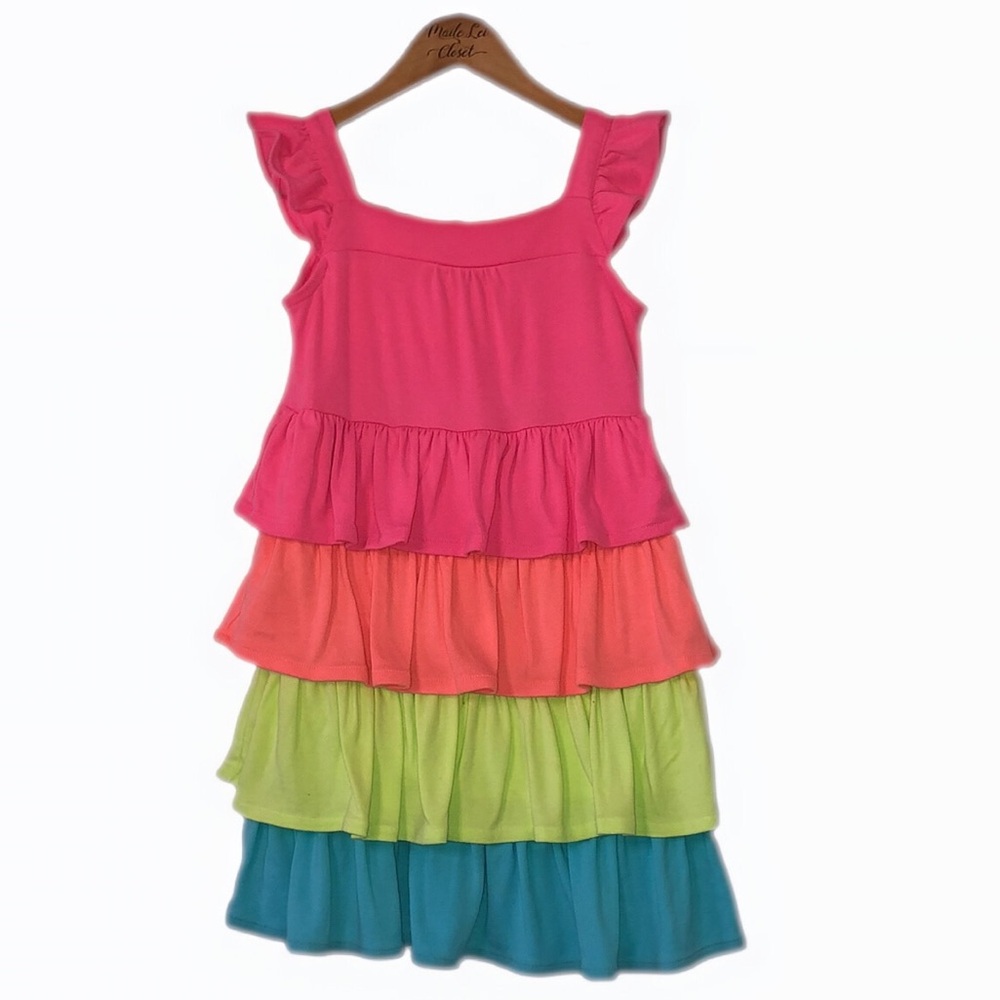 3/$15. Girls size 6 Gymboree Pink Rainbow Ruffled Tiered Sundress